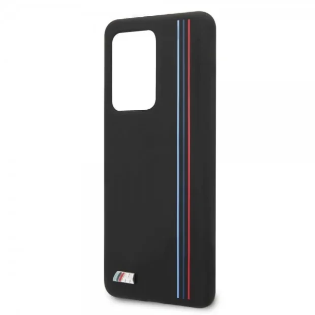 Husa Cover BMW Silicone Stripes M Collection pentru Samsung Galaxy S20 Ultra Neagra