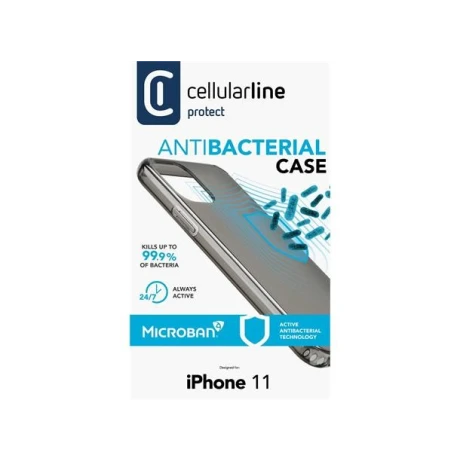 Husa Cover Cellularline Hard Antimicrobial pentru iPhone 11 Fumuriu