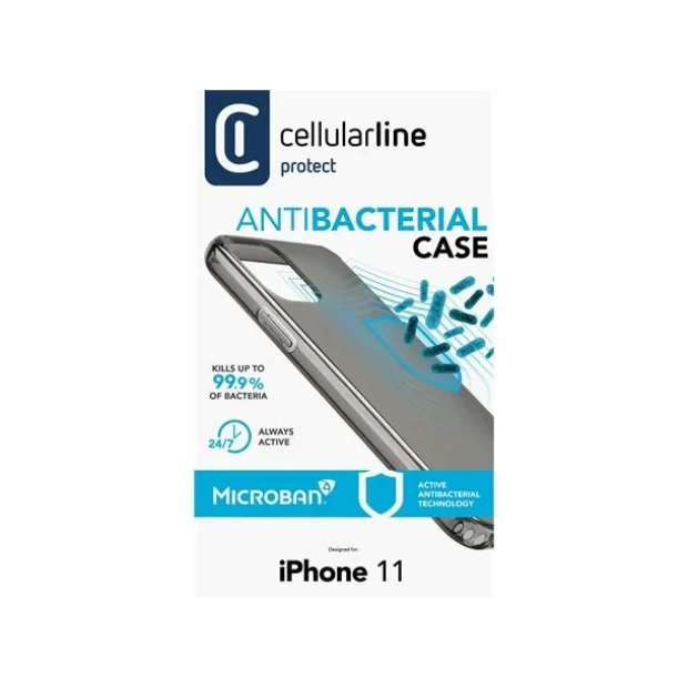 Husa Cover Cellularline Hard Antimicrobial pentru iPhone 11 Fumuriu
