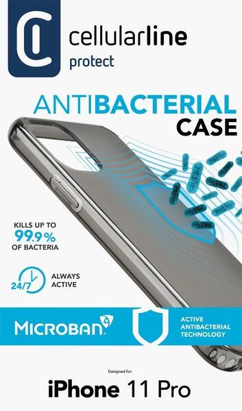 Husa Cover Cellularline Hard Antimicrobial pentru iPhone 11 Pro Fumuriu thumb