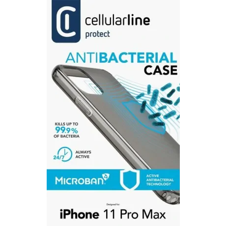 Husa Cover Cellularline Hard Antimicrobial pentru iPhone 11Pro Max negru