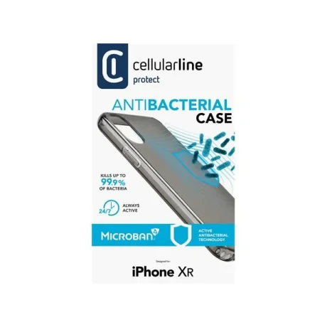 Husa Cover Cellularline Hard Antimicrobial pentru iPhone XR Fumuriu