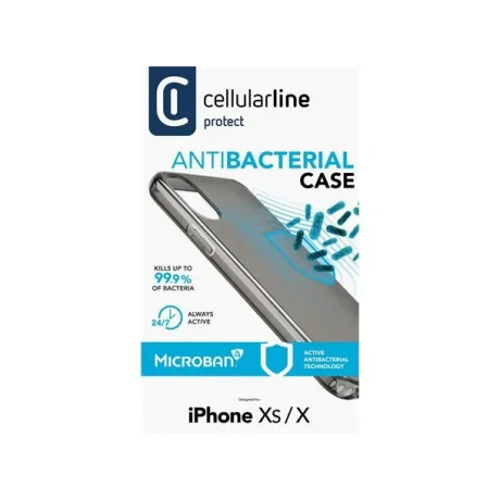 Husa Cover Cellularline Hard Antimicrobial pentru iPhone X/XS Fumuriu