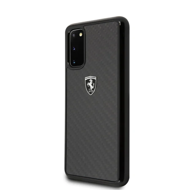 Husa Cover Ferrari Heritage Carbon pentru Samsung Galaxy S20 Negru