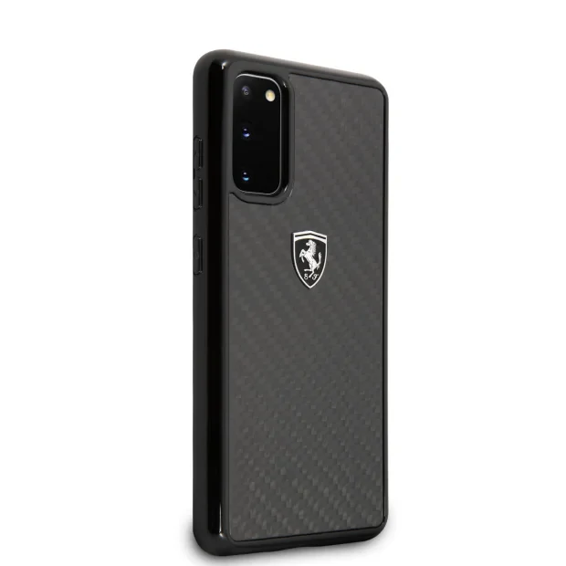 Husa Cover Ferrari Heritage Carbon pentru Samsung Galaxy S20 Negru