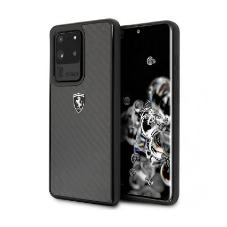 Husa Cover Ferrari Heritage Carbon pentru Samsung Galaxy S20 Ultra FEHCAHCS69BK Black