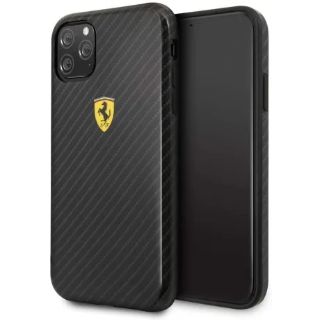 Husa Cover Ferrari On Track Carbon Effect pentru iPhone 11 Pro Negru