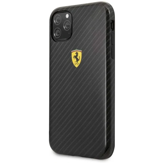 Husa Cover Ferrari On Track Carbon Effect pentru iPhone 11 Pro Negru