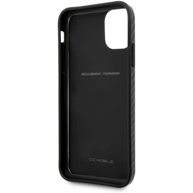 Husa Cover Ferrari On Track Carbon Effect pentru iPhone 11 Pro Negru