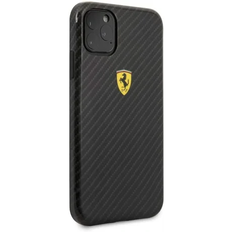 Husa Cover Ferrari On Track Carbon Effect pentru iPhone 11 Pro Negru