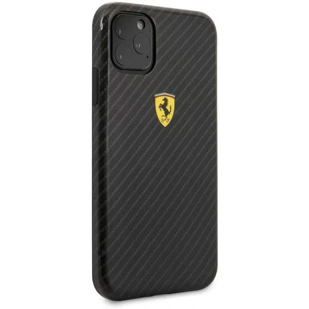 Husa Cover Ferrari On Track Carbon Effect pentru iPhone 11 Pro Negru