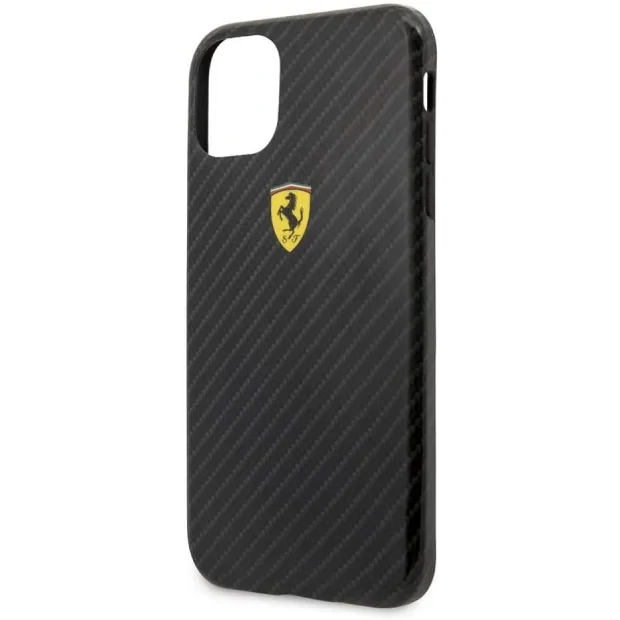 Husa Cover Ferrari On Track Carbon Effect pentru iPhone 11 Pro Negru