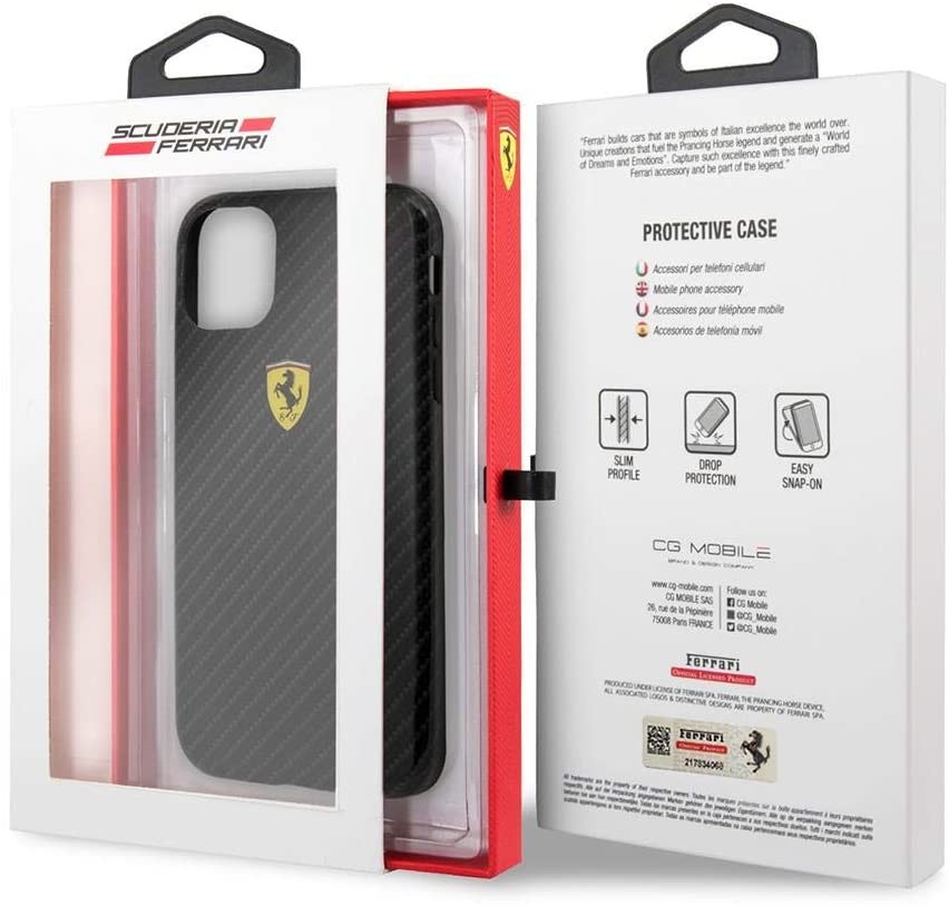 Husa Cover Ferrari On Track Carbon Effect pentru iPhone 11 Pro Negru thumb