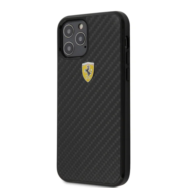 Husa Cover Ferrari On Track Carbon pentru iPhone 12/12 Pro Black