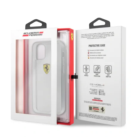 Husa Cover Ferrari On Track Logo pentru iPhone 12 Mini Transparent