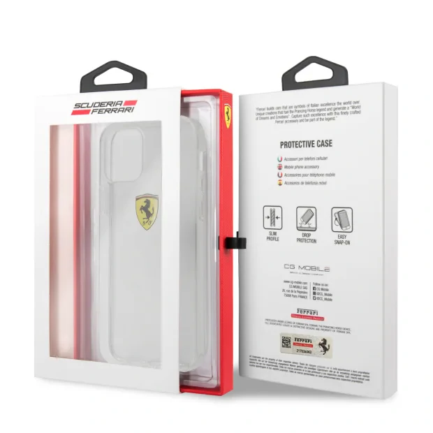 Husa Cover Ferrari On Track Logo pentru iPhone 12/12 Pro Transparent