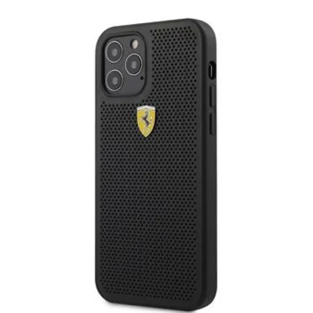 Husa Cover Ferrari On Track Perforated pentru iPhone 12/12 Pro Black