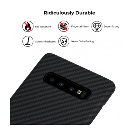 Husa Cover Fibra Pitaka MagEZ Magnet Twill pentru Samsung Galaxy S10 Plus KS1001S Negru
