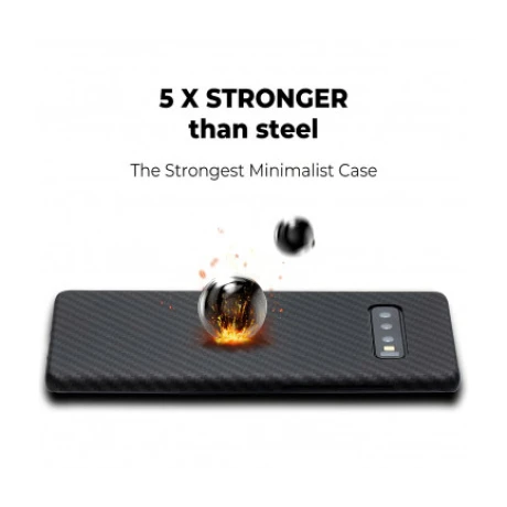 Husa Cover Fibra Pitaka MagEZ Magnet Twill pentru Samsung Galaxy S10 Plus KS1001S Negru