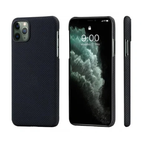Husa Cover Fibra Pitaka MagEZ Plain Magnet pentru iPhone 11 Pro KI1101 Negru