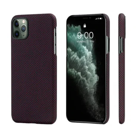 Husa Cover Fibra Pitaka MagEZ Plain Magnet pentru iPhone 11 Pro KI1104  Rosu