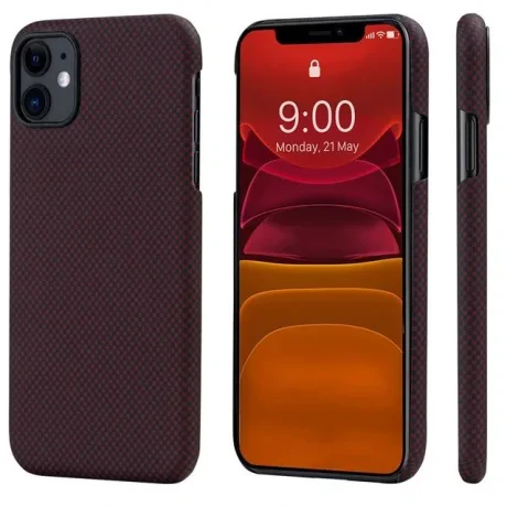 Husa Cover Fibra Pitaka MagEZ Plain Magnet pentru iPhone 11 Pro KI1104  Rosu