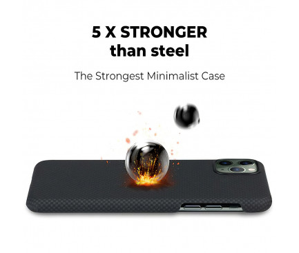 Husa Cover Fibra Pitaka MagEZ Plain Magnet pentru iPhone 11 Pro Max Negru thumb