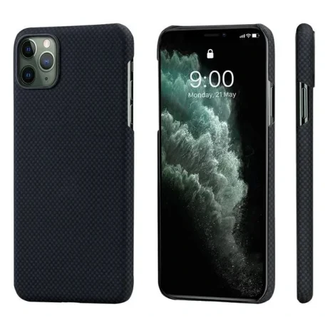 Husa Cover Fibra Pitaka MagEZ Plain Magnet pentru iPhone 11 Pro Max Negru