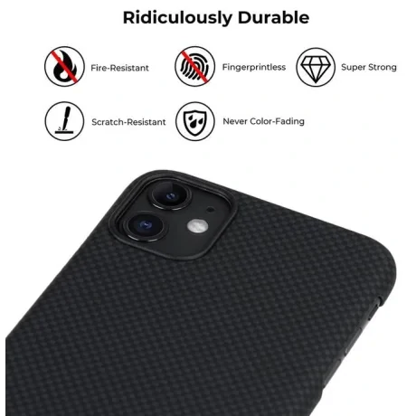 Husa Cover Fibra Pitaka MagEZ Plain Magnet pentru iPhone 11 Pro Max Negru