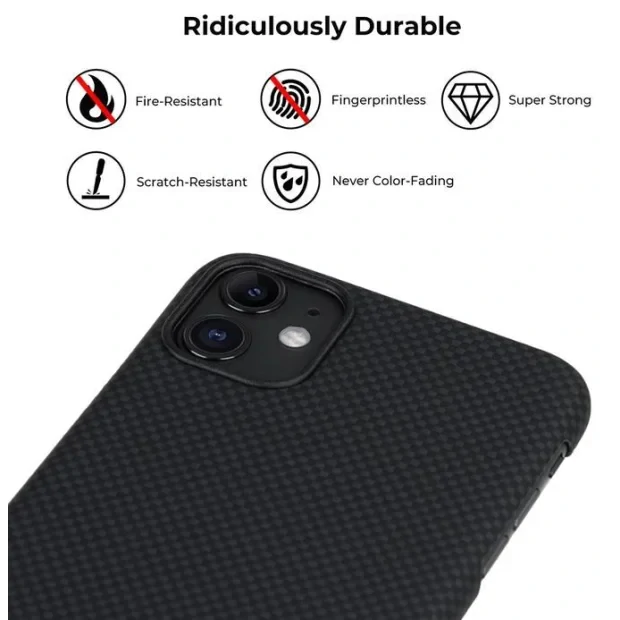 Husa Cover Fibra Pitaka MagEZ Plain Magnet pentru iPhone 11 Pro Max Negru