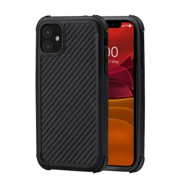 Husa Cover Fibra Pitaka MagEZ Pro Twill Magnet pentru iPhone 11 Negru Gr