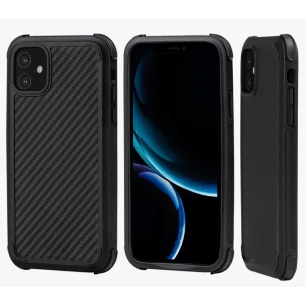 Husa Cover Fibra Pitaka MagEZ Pro Twill Magnet pentru iPhone 11 Pro Negru Gri