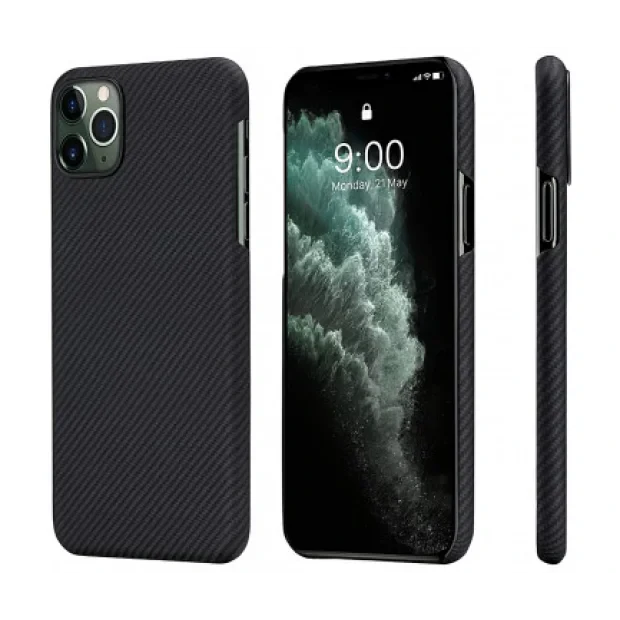 Husa Cover Fibra Twill Pitaka pentru iPhone 11 Pro KI1101A Negru