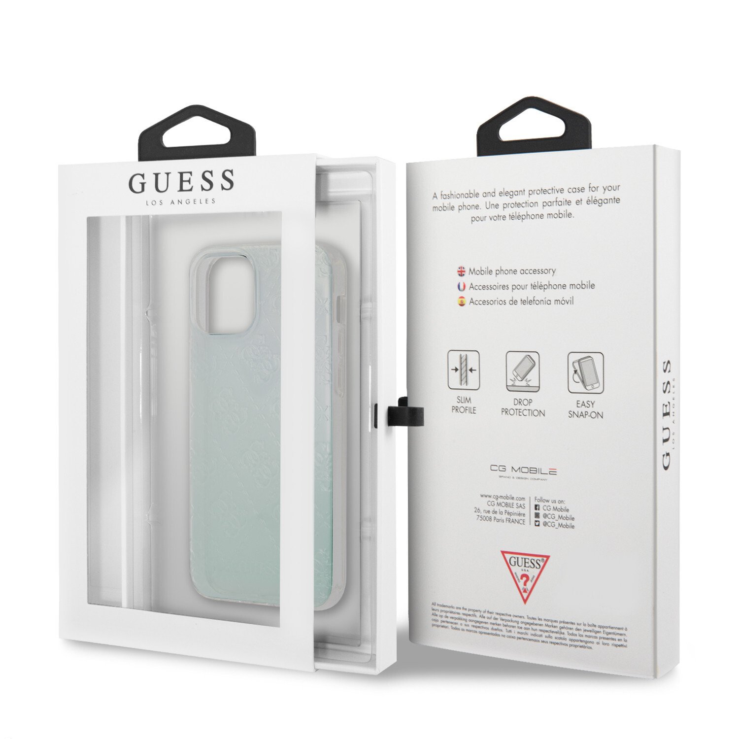 Husa Cover Guess 3D Raised Iridescent pentru iPhone 12 Mini Clear thumb