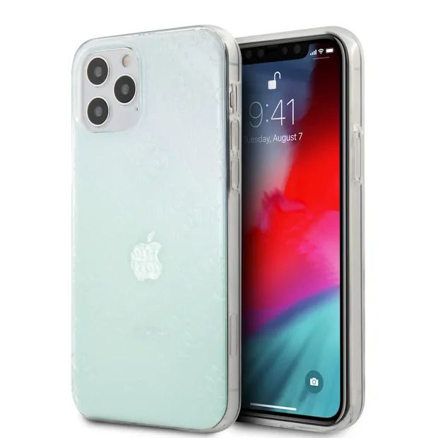 Husa Cover Guess 3D Raised Iridescent pentru iPhone 12 Pro Max Clear