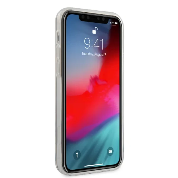 Husa Cover Guess 3D Raised Iridescent pentru iPhone 12 Pro Max Clear