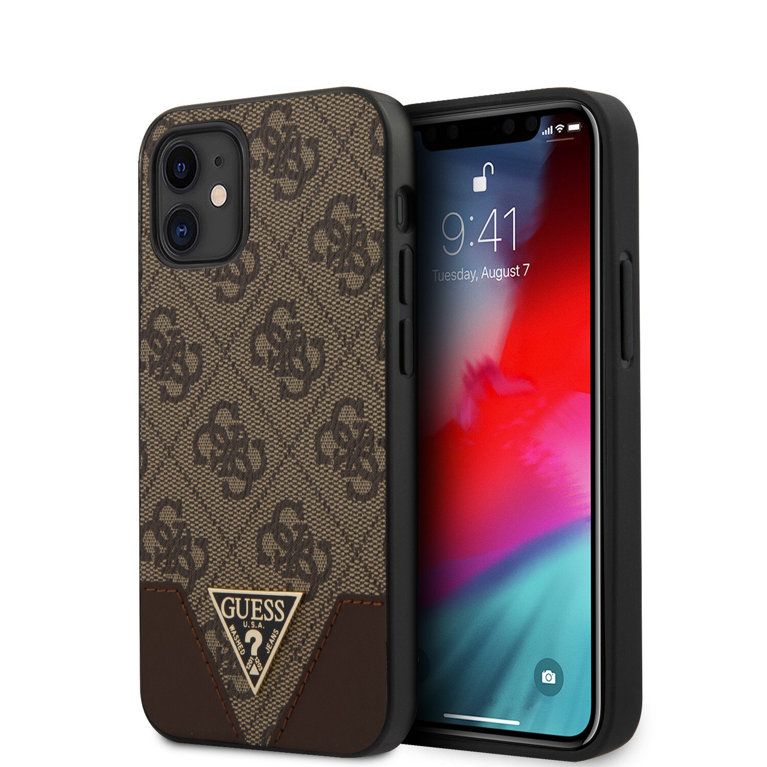 Husa Cover Guess 4G Triangle pentru iPhone 12 Mini Brown thumb