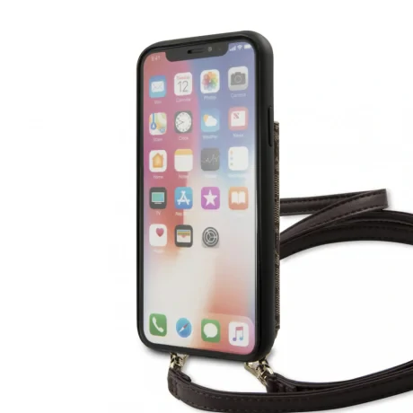 Husa Cover Guess Crossbody Cardslo pentru iPhone XR Brown