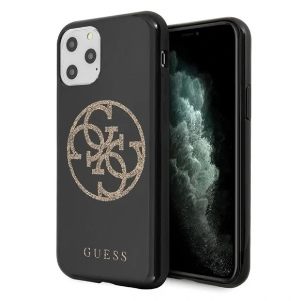 Husa Cover Guess Glitter Circle pentru iPhone 11 Pro Negru