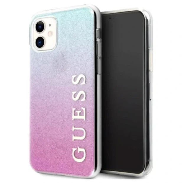 Husa Cover Guess Glitter Gradient pentru iPhone 11 Roz Albastru