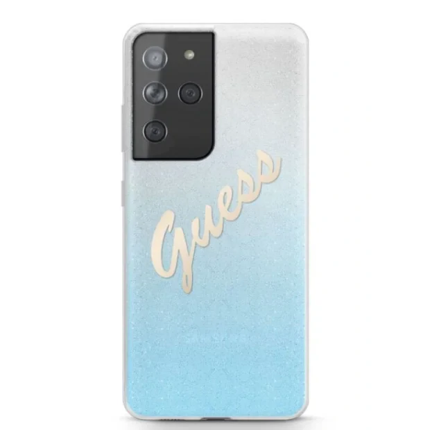 Husa Cover Guess Glitter Gradient pentru Samsung Galaxy S21 Ultra Light Blue