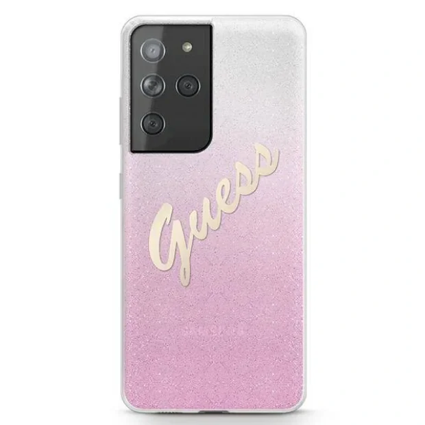 Husa Cover Guess Glitter Gradient pentru Samsung Galaxy S21 Ultra Pink
