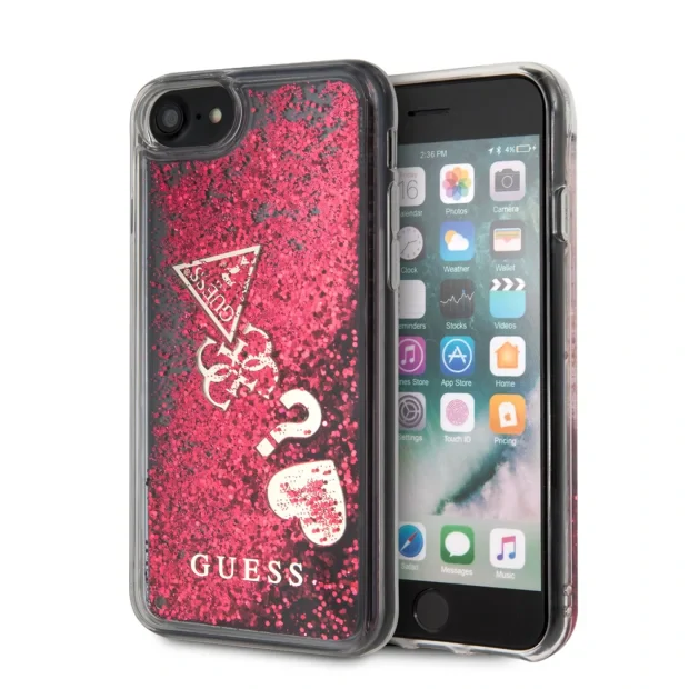 Husa Cover Guess Glitter Hearts pentru iPhone 7/8/SE 2 Rapsberry