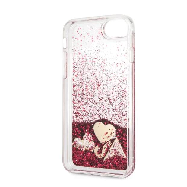 Husa Cover Guess Glitter Hearts pentru iPhone 7/8/SE 2 Rapsberry