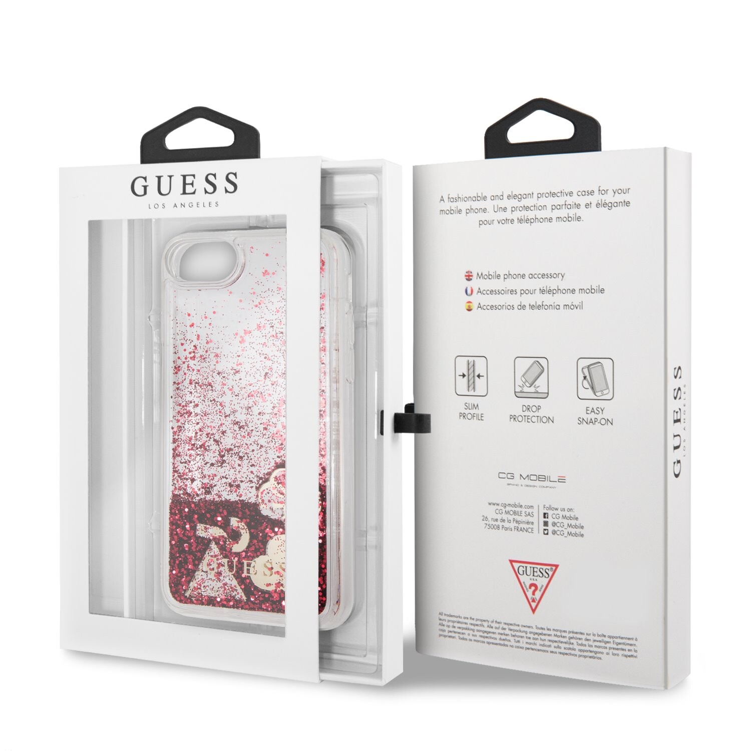 Husa Cover Guess Glitter Hearts pentru iPhone 7/8/SE 2 Rapsberry thumb