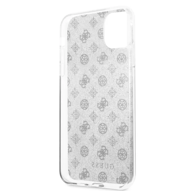 Husa Cover Guess Glitter Peony pentru iPhone 11 Pro Max Argintiu