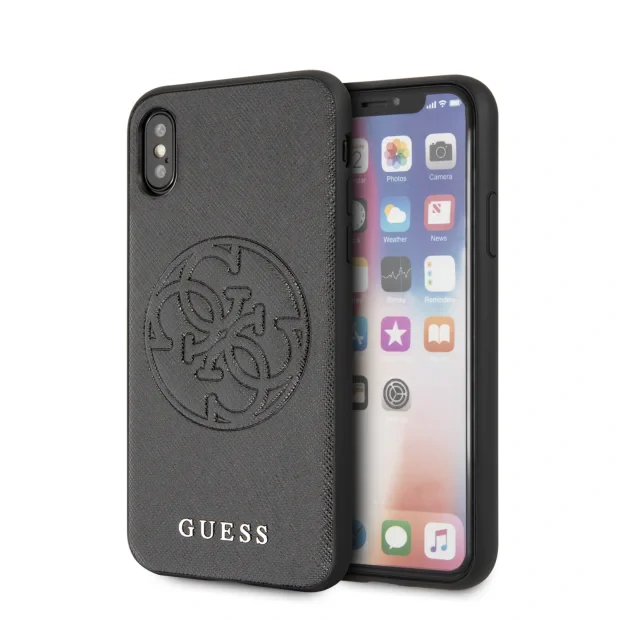 Husa Cover Guess Hard Saffiano pentru iPhone X/XS Negru