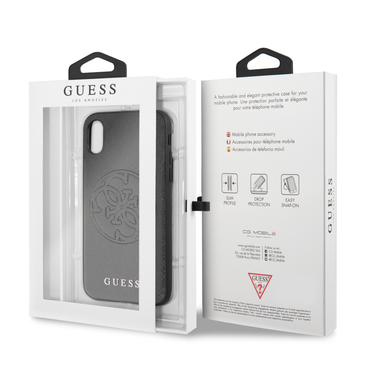 Husa Cover Guess Hard Saffiano pentru iPhone X/XS Negru thumb