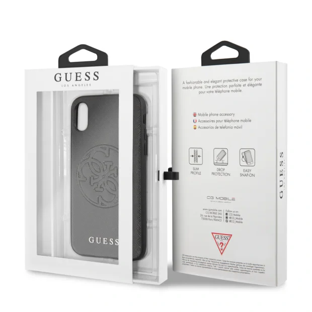 Husa Cover Guess Hard Saffiano pentru iPhone X/XS Negru