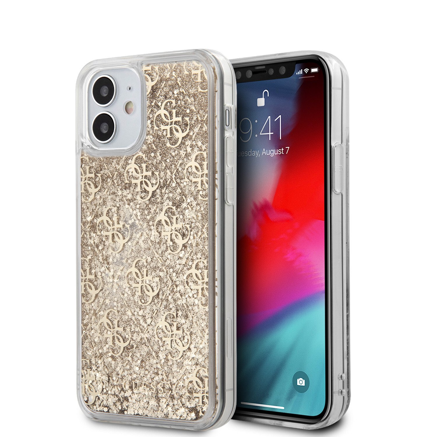 Husa Cover Guess Liquid Glitter pentru iPhone 12 Mini Gold thumb